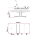 Dimensions DALIA 3 - Table de Soins Esthétique Electrique 3 Moteurs - Dimensions Exactes Longueur - Largeur et Réglage Hauteur et Table - Mobilier esthétique - Malys Equipements