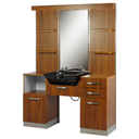 YORK Coiffeuse Barbier en bois - Avec Vasque Noire - Mobilier barbier - Meuble Barbier - Barbershop - malys equipements