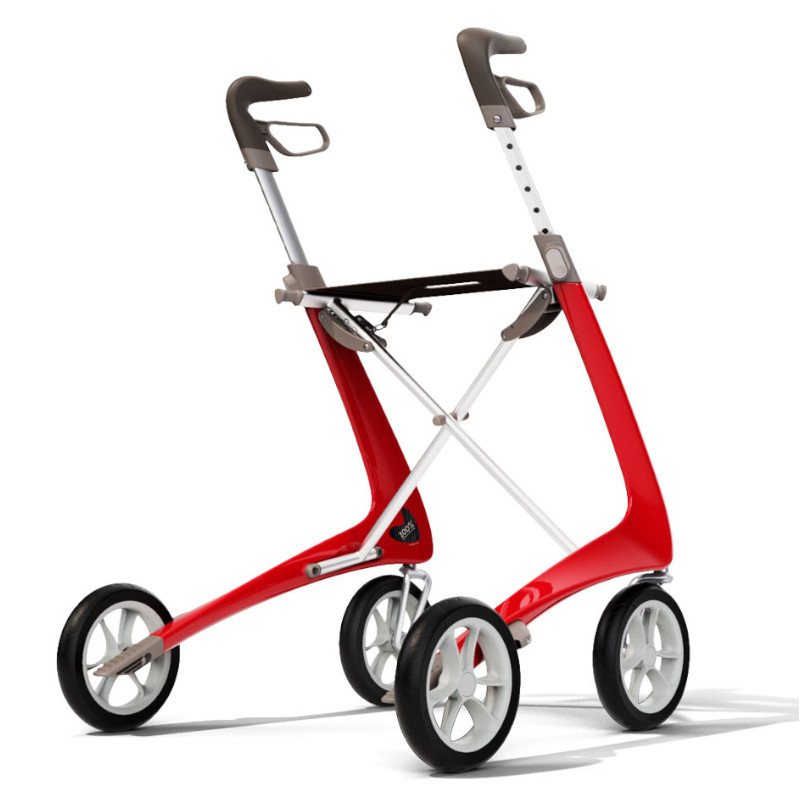 Déambulateur Rollator Carbon Ultralight Rouge angle arriere 2 - Plus Santé