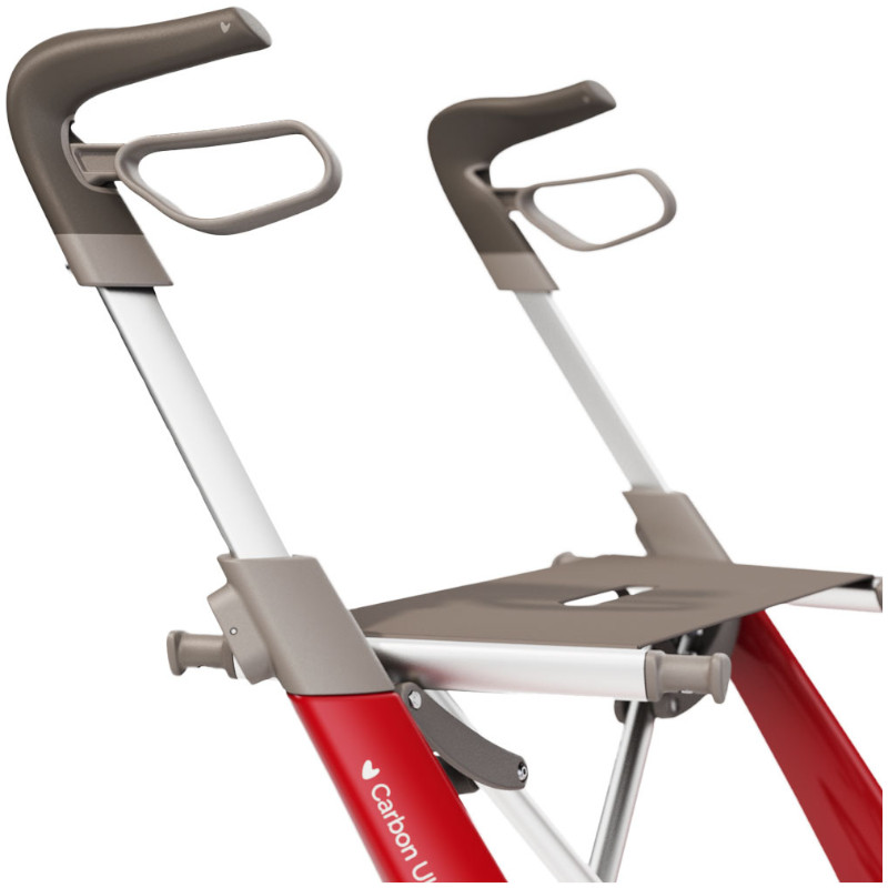 Déambulateur Rollator Carbon Ultralight Rouge detail assise - Plus Santé