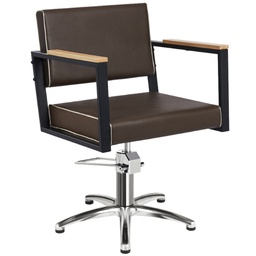 [MRP-OCEANBR-F] OCEAN BROWN Hairdressing chair - wood (Hairdressing chair base: inox star base, Coating color: Brown Standard)
