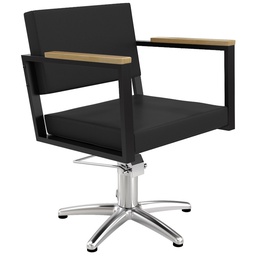 [MRP-OCEANB-F] OCEAN BLACK Silla de peluquería - madera (Base de sillón de peluquería: Base de estrella de inox, Revestimiento: Noir)