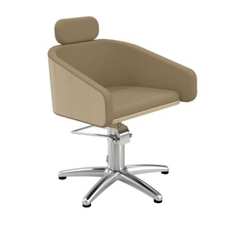 [MRP-ALYABE-F] ALYA BE TAUPE Kappersstoel (Haardresserende fauteuilbasis: inox stervoorbasis, Coating: Beige  standaard)