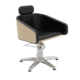[MRP-ALYA-BF-BLACK] ALYA BLACK Fauteuil coiffure (Base Fauteuil coiffure: Base étoile inox, Couleur de revêtement: Noir)
