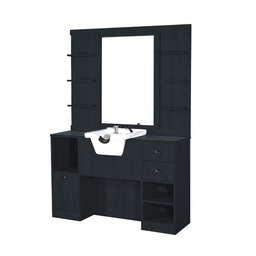 [MRP-OKE-2-98-W] OKE 2 98 Barber Schminktisch – Schwarzes Holz (Becken: Weißer Bassin)