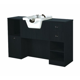 [MRP-OKE-4-98-W] OKE 4 98 Barber Schminktisch – Schwarzes Holz (Becken: Weißer Bassin)
