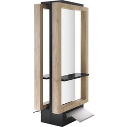 [358400-901-011] FELIZIA ISLAND Coiffeuse centrale 2 places (Couleurs tablette: 011 - Bianco, Eclairage Led: Sans LED, Couleur panneau: 901 - Rovere Chiaro)