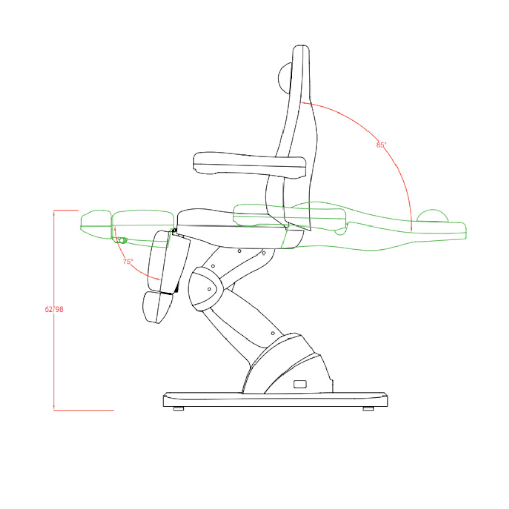 Dimensions fauteuil pédicure ACHILLE 1
