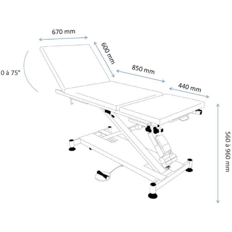 Table d'Examen Electrique ROYE - 3 Plans