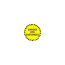 Sticker rond de distanciation adhésif jaune et noir - A l'unité
