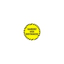 Sticker rond de distanciation adhésif jaune et noir - A l'unité