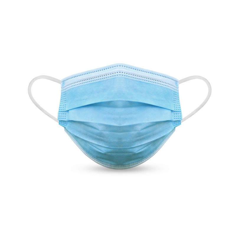 Masque Chirurgical 3 Plis Type II R - Bleus- Boite de 50 - face - Plus Santé