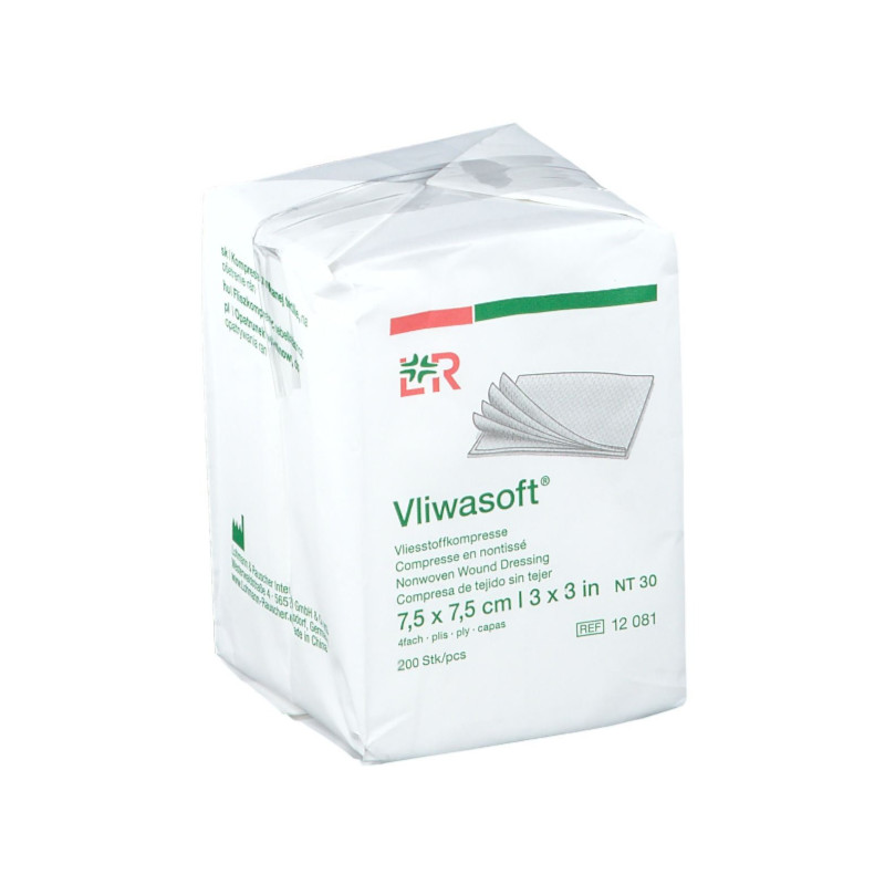 Compresses Vliwasoft en non tissé stériles - 7.5 x 7.5 cm