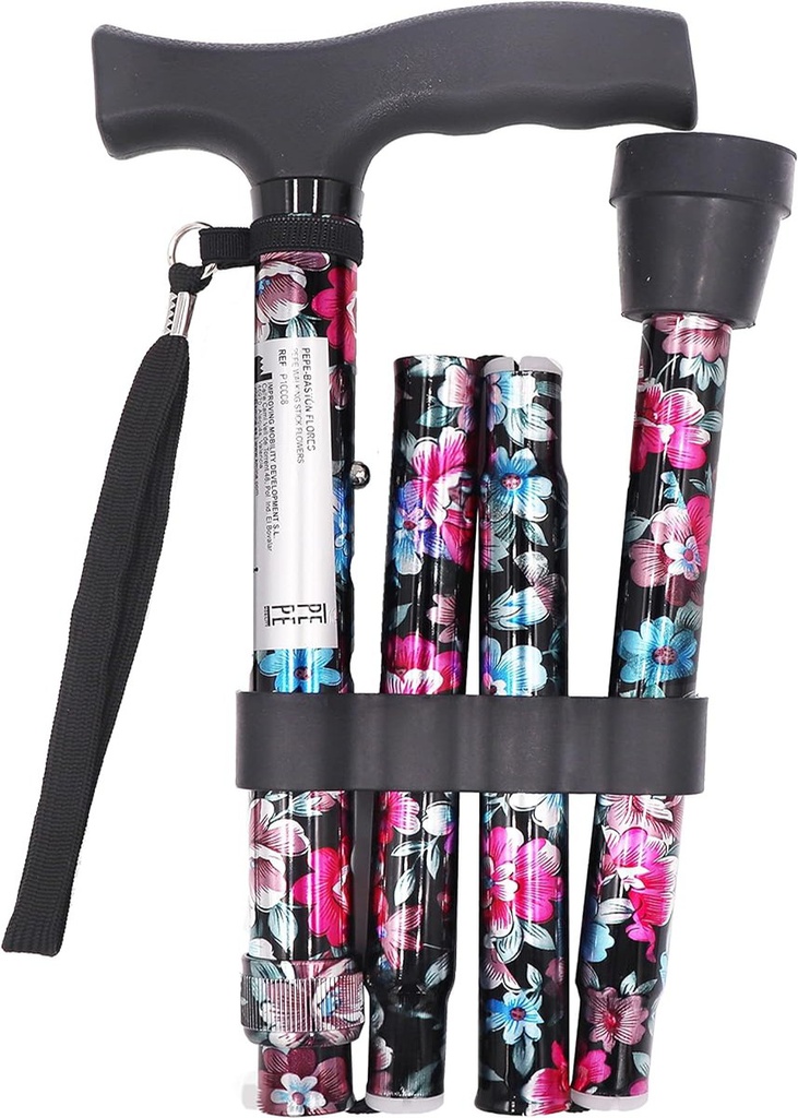 CANNE REGLABLE PLIABLE - ROSE / BLEU