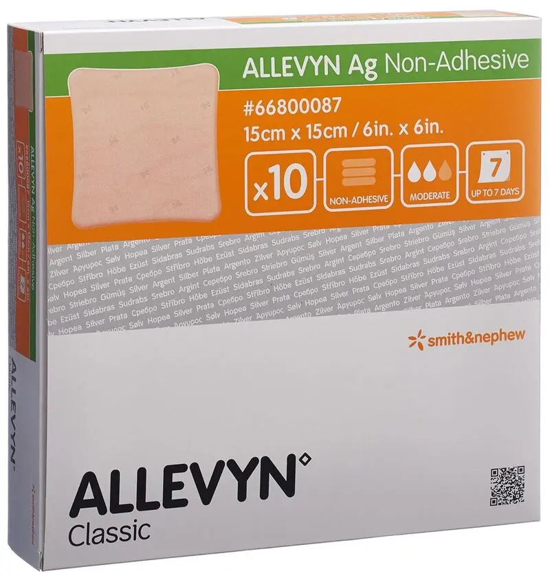 ALLEVYN ARGENT NON ADHESIVE 15cm x 15cm