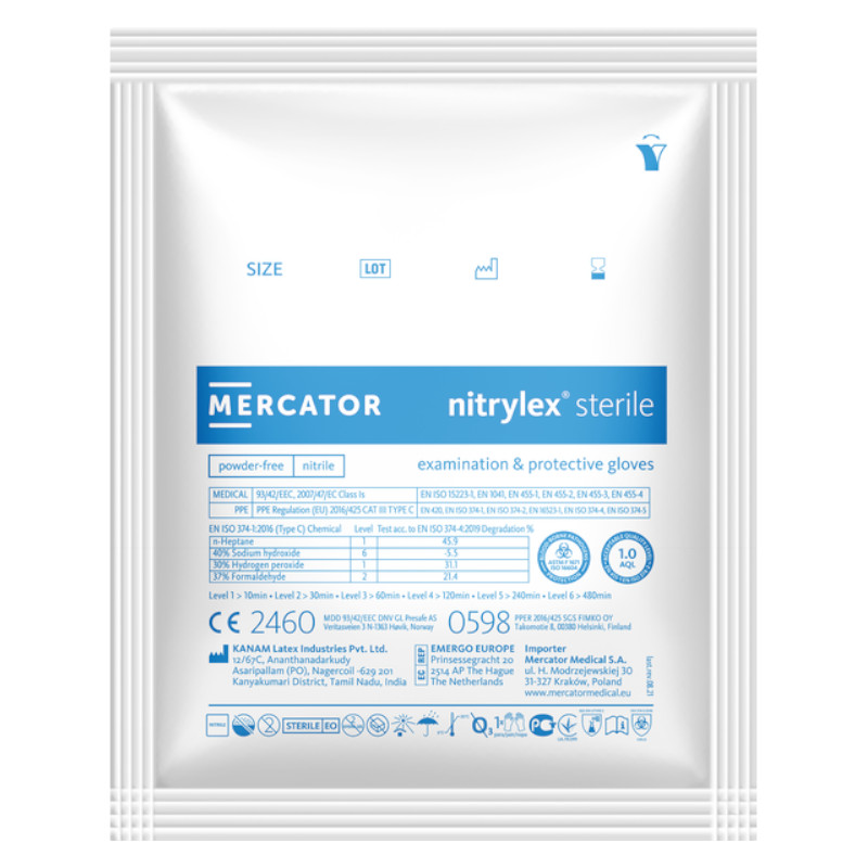 Gants en Nitrile Stériles Non Poudrés - Boite de 50 paires