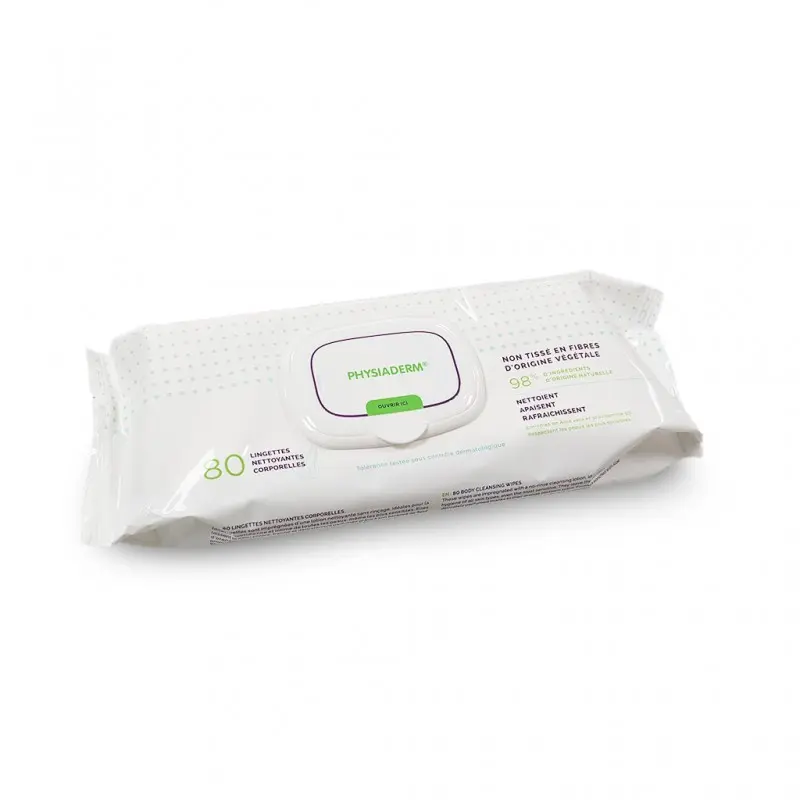 LINGETTE NETTOYANTE CORPORELLE PHYSIADERM /1 flow-pack de 80 lingettes