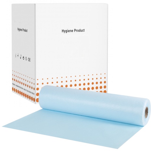 [DEPLA5035] Draps examen plastifiés bleus 50 cm x 50 m - 12 rouleaux